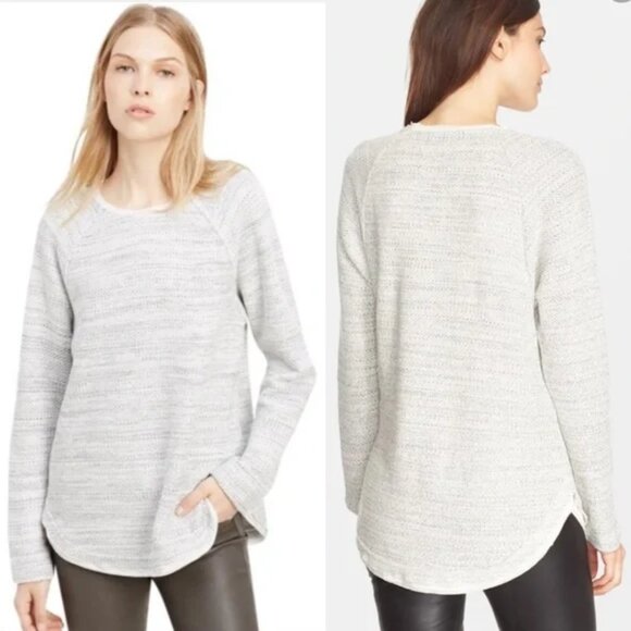 Vince Spacedye Cotton Blend Silk Trim Raglan Sleeve Sweater - Picture 1 of 7